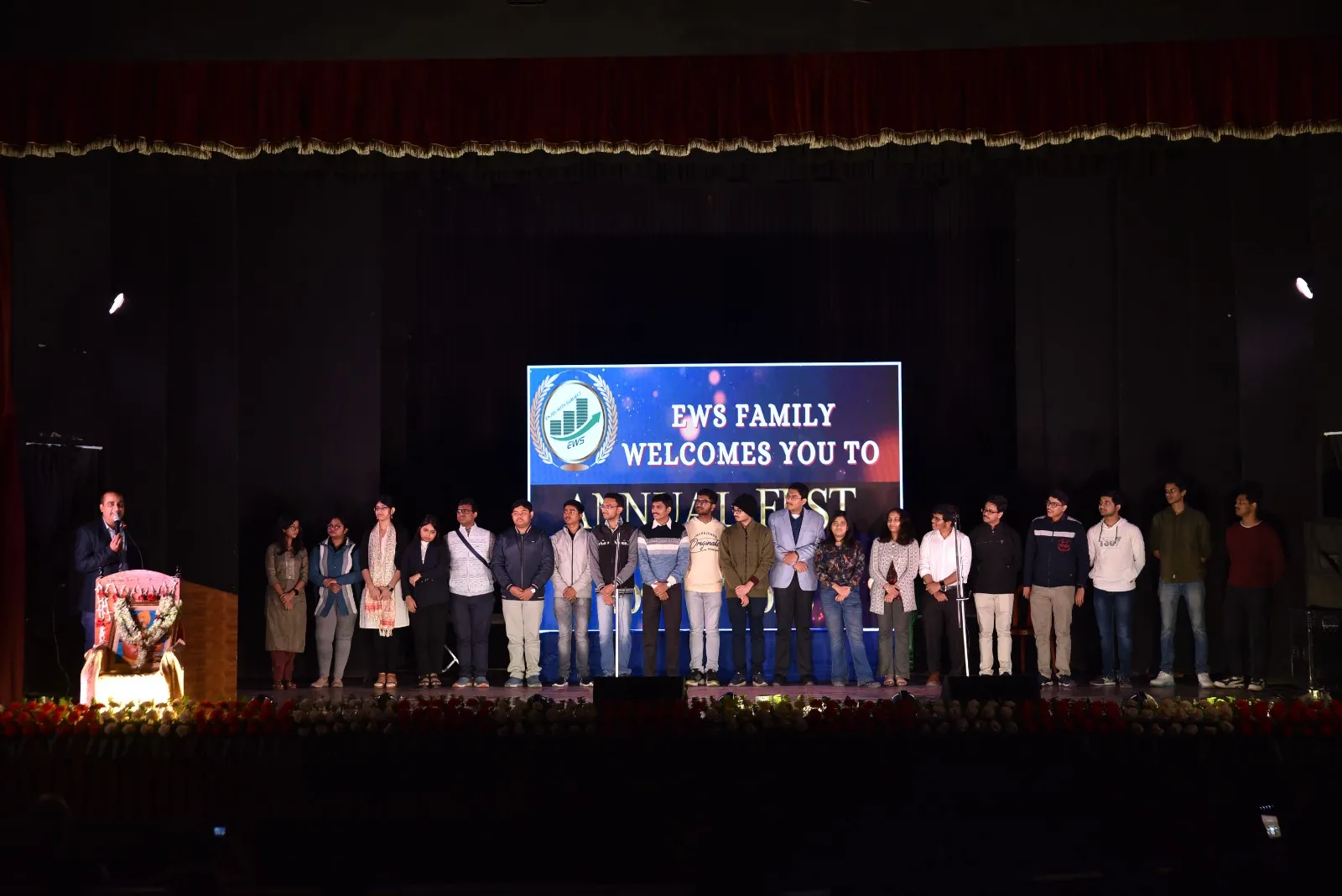 EWS students on stage at the EWS Annual Fest 2024–25